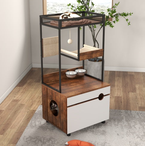 Meuble à litière & arbre à chat