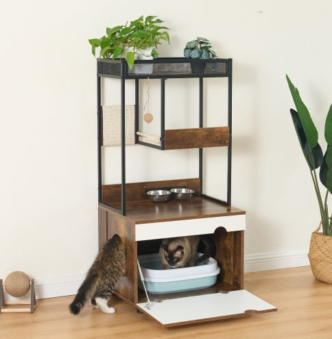 Meuble à litière & arbre à chat