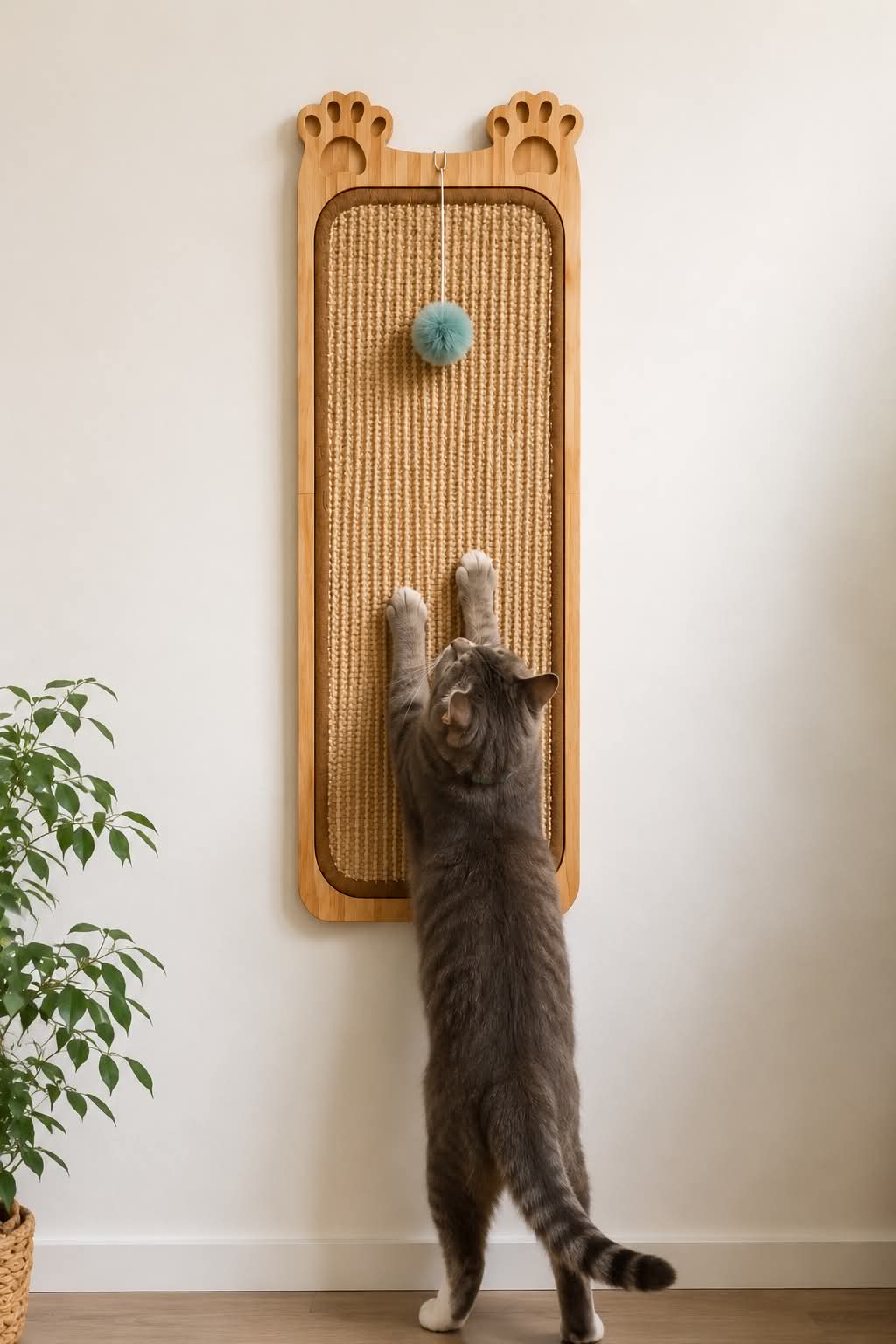 Nolia Griffoir mural en bois & sisal