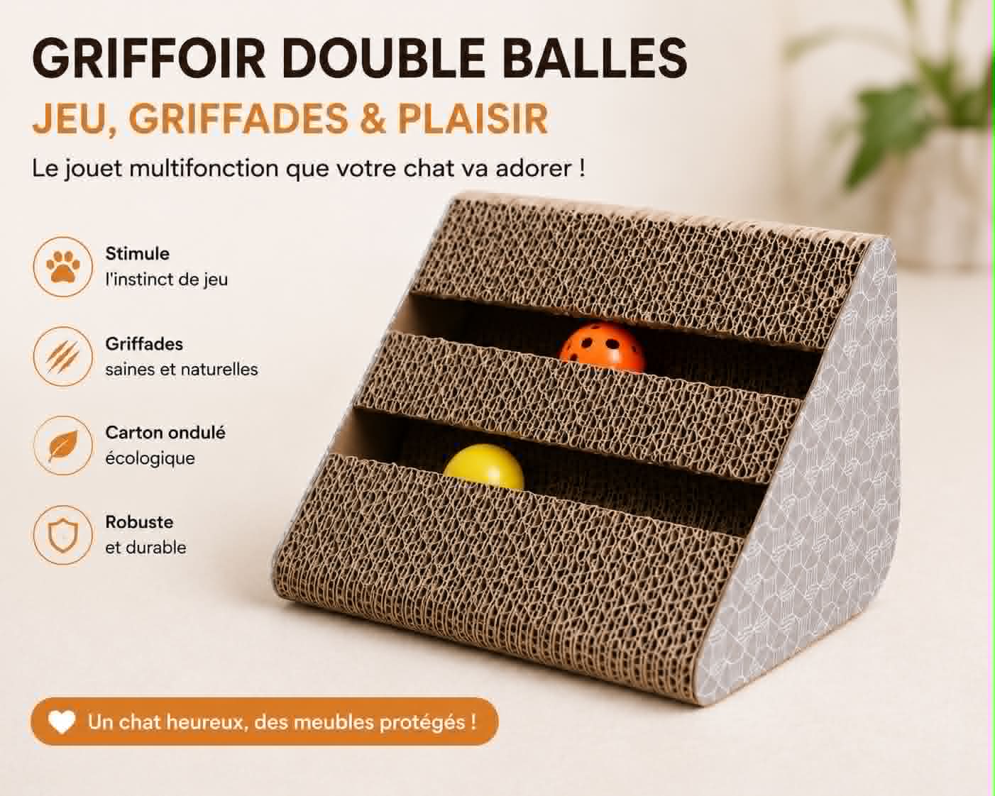 Jouet Griffoir Triangulaire pour Chat avec Clochette