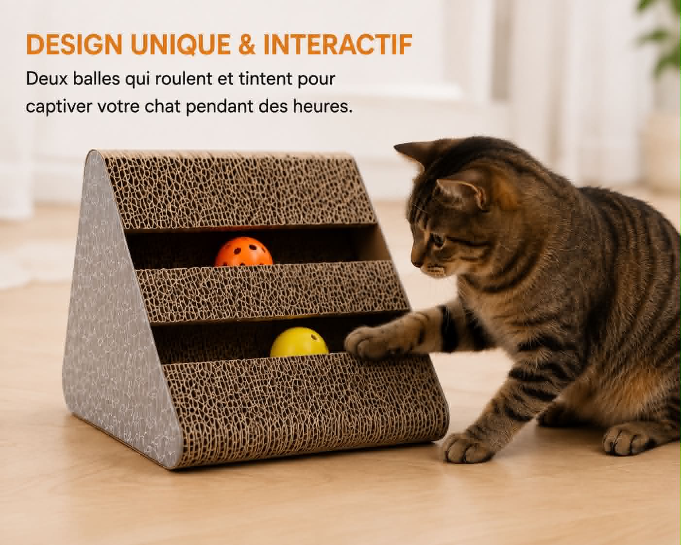 Jouet Griffoir Triangulaire pour Chat avec Clochette