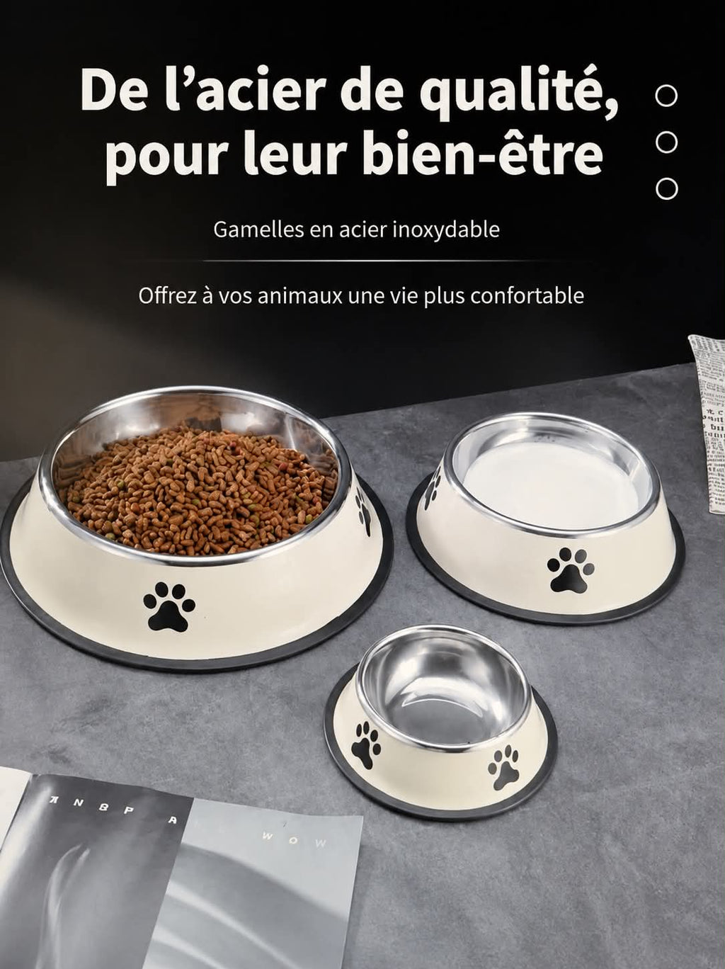 Gamelle pour Chien en Acier Inoxydable Antidérapant