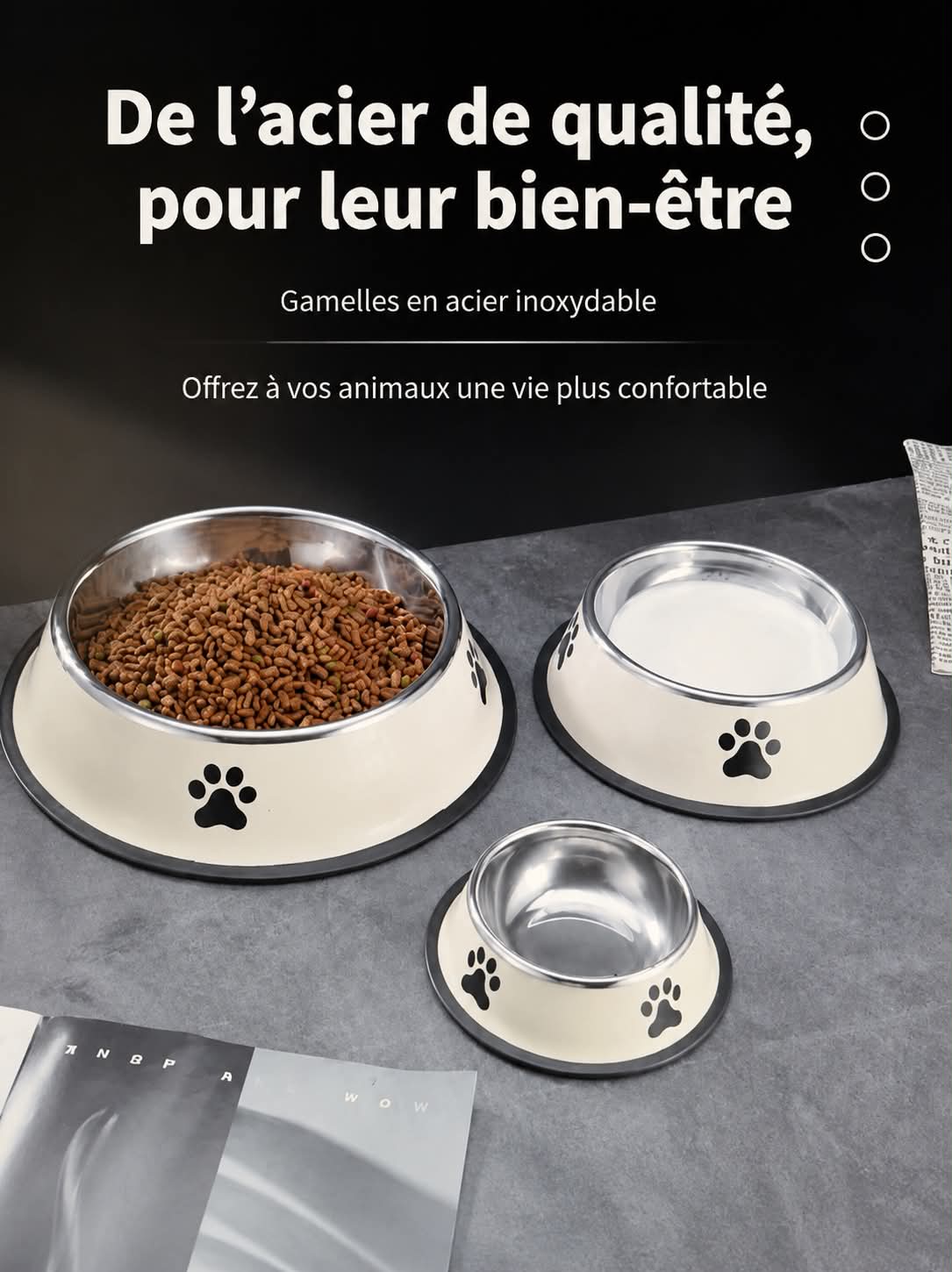 Gamelle pour Chien en Acier Inoxydable Antidérapant