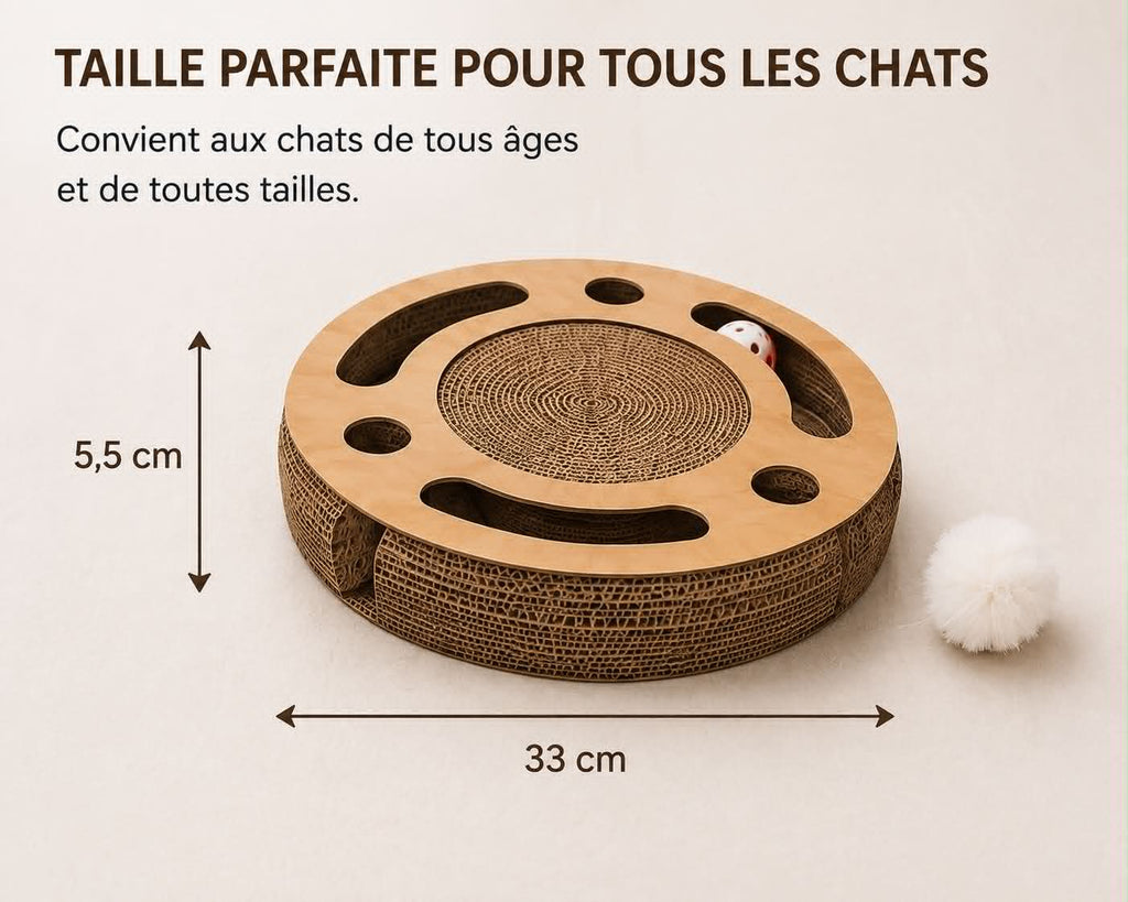 Jouet rond pour chat avec planche à gratter