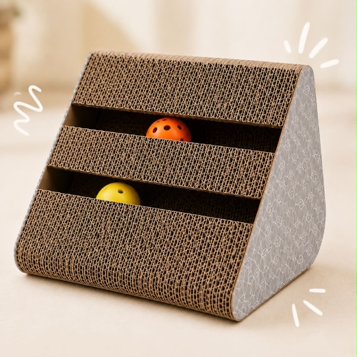Jouet Griffoir Triangulaire pour Chat avec Clochette